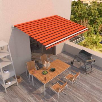 Manual Retractable Awning 400x350 cm - Orange & Brown | HipoMarket