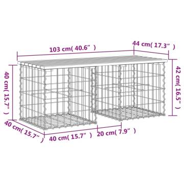 Garden Bench Gabion Design - Solid Pine - 103x44x42 cm