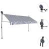 Manual Retractable Awning with LED - 350 cm Blue & White