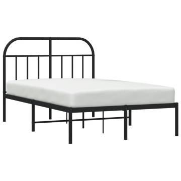 Metal Bed Frame with Headboard - Black Small Double 120x190 cm