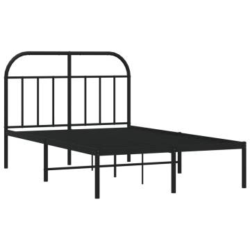 Metal Bed Frame with Headboard - Black Small Double 120x190 cm