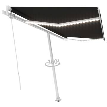 Manual Retractable Awning with LED - 400x300 cm Anthracite