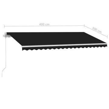 Manual Retractable Awning with LED - 400x300 cm Anthracite