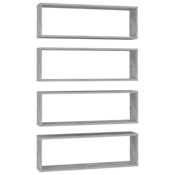 Wall Cube Shelf Set - Concrete Grey | 4 pcs | Stylish Storage