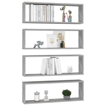 Wall Cube Shelf Set - Concrete Grey | 4 pcs | Stylish Storage