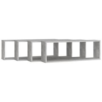 Wall Cube Shelf Set - Concrete Grey | 4 pcs | Stylish Storage