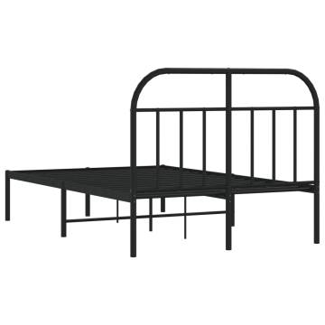 Metal Bed Frame with Headboard - Black Small Double 120x190 cm