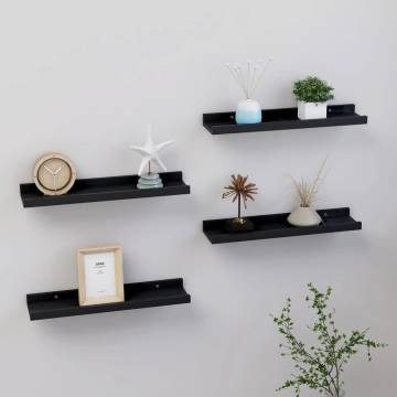 Stylish Wall Shelves 4 pcs Black - 40x9x3 cm | HiPoMarket UK