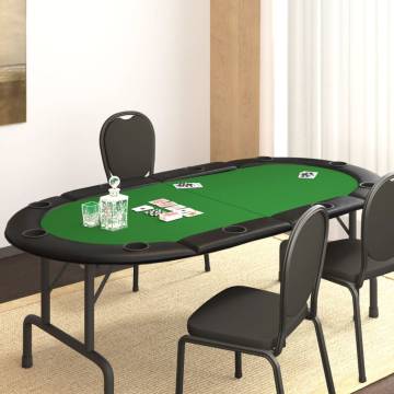 10-Player Folding Poker Tabletop - Green 208x106 cm