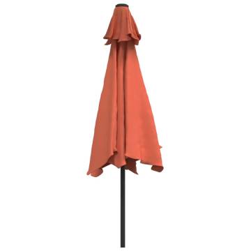 Terracotta Outdoor Parasol with Metal Pole - 300 cm