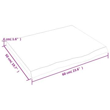 Untreated Solid Oak Table Top 60x50x(2-4) cm - Hipomarket UK