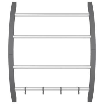 Aluminium Towel Rack with Hooks - Silver 56x16x72 cm