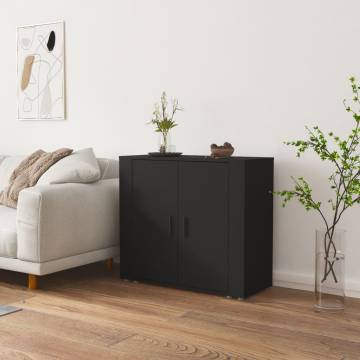 Elegant Black Sideboard | 80x33x70 cm Engineered Wood