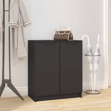 Elegant Black Shoe Cabinet - 59x35x70 cm Engineered Wood