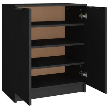 Elegant Black Shoe Cabinet - 59x35x70 cm Engineered Wood