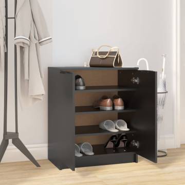 Elegant Black Shoe Cabinet - 59x35x70 cm Engineered Wood