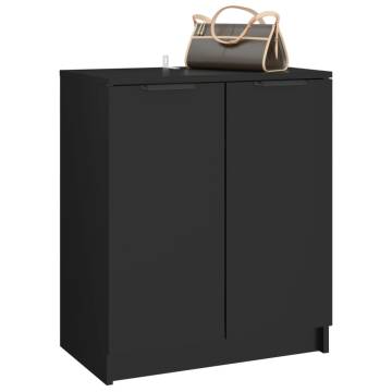 Elegant Black Shoe Cabinet - 59x35x70 cm Engineered Wood