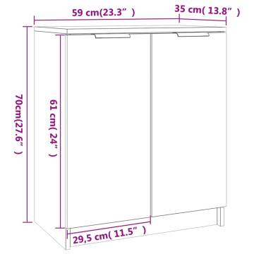 Elegant Black Shoe Cabinet - 59x35x70 cm Engineered Wood