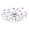 Ceiling Lamp with Acrylic Crystal Leaf Arms for 5 E14 Bulbs Purple Colour purple Size 100 x 15 cm Quantity in Package 1 Bulb Quantity 