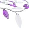 Purple Ceiling Lamp with Crystal Leaf Arms for 5 E14 Bulbs