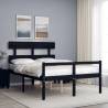 Bed Frame with Headboard Black Double Solid Wood Colour black Size 135 x 190 cm Model high 