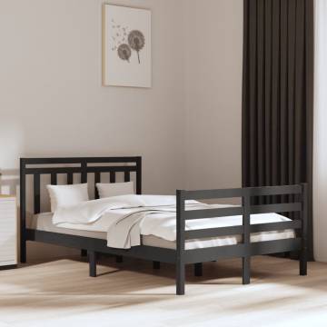 Grey Solid Wood Bed Frame 135x190 cm Double - HipoMarket