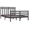 Grey Solid Wood Bed Frame 135x190 cm Double - HipoMarket