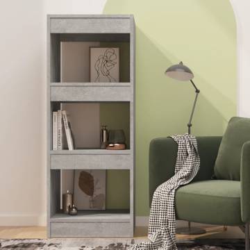 Stylish Concrete Grey Book Cabinet & Room Divider | HipoMarket