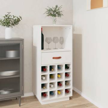 Wine Cabinet White 45x34x100 cm | Solid Pine Wood Storage