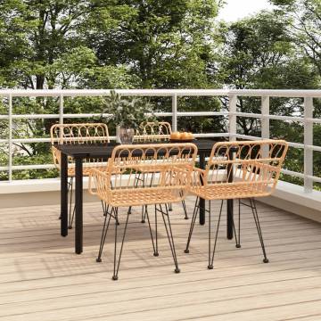 5 Piece Garden Dining Set - Stylish Poly Rattan Set