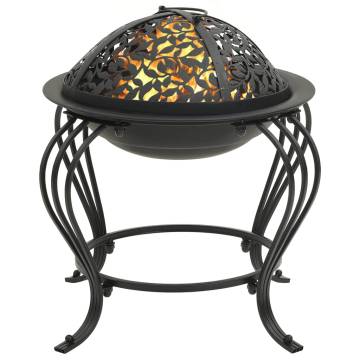 Stylish 49 cm Steel Fire Pit with Poker - Outdoor Heating