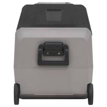 Cool Box with Wheel & Handle - 60L Black & Grey Portable Cooler