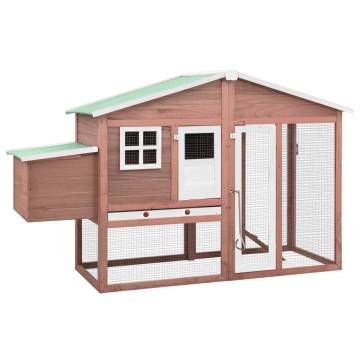 Cozy Chicken Coop with Nest Box - Mocha & White Fir Wood