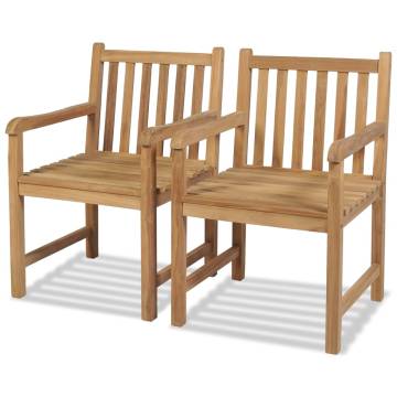 Outdoor Chairs 2 pcs Solid Teak Wood - Durable Garden Furniture