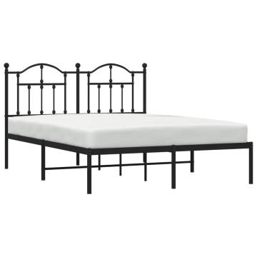 Metal Bed Frame with Headboard - Black King Size 150x200 cm