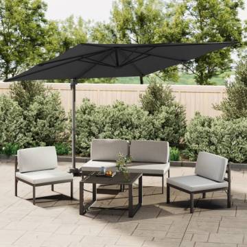 Elegant LED Cantilever Umbrella Black 400x300 cm - HipoMarket