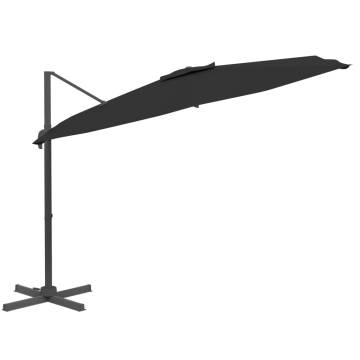 Elegant LED Cantilever Umbrella Black 400x300 cm - HipoMarket