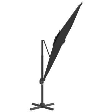 Elegant LED Cantilever Umbrella Black 400x300 cm - HipoMarket