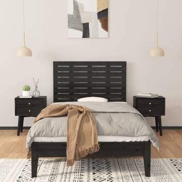 Elegant Black Wall Headboard - Solid Pine Wood | HipoMarket