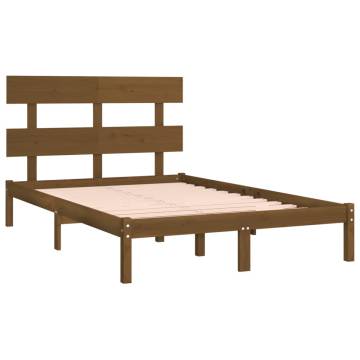 Honey Brown Solid Wood Bed Frame - 200x200 cm | Hipomarket