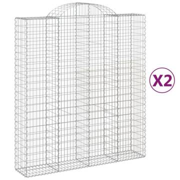 Arched Gabion Baskets - 2pcs Galvanised Iron | HipoMarket