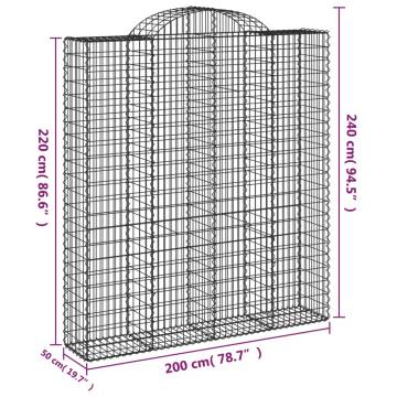 Arched Gabion Baskets - 2pcs Galvanised Iron | HipoMarket