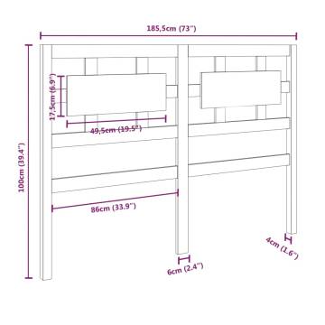 White Pine Bed Headboard 185.5x4x100 cm - Stylish & Rustic