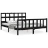 Solid Wood Black King Size Bed Frame with Headboard | HipoMarket