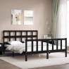 Solid Wood Black King Size Bed Frame with Headboard | HipoMarket