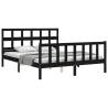 Solid Wood Black King Size Bed Frame with Headboard | HipoMarket