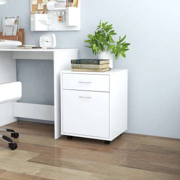 Sleek Rolling Cabinet White - 45x38x54 cm Engineered Wood