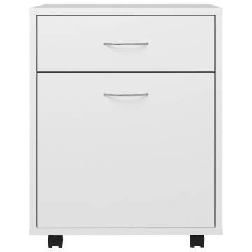 Sleek Rolling Cabinet White - 45x38x54 cm Engineered Wood