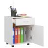 Sleek Rolling Cabinet White - 45x38x54 cm Engineered Wood