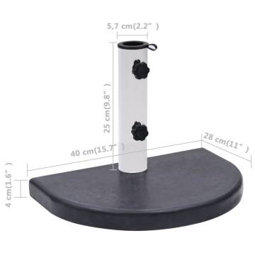 Black Granite Umbrella Base 40x28 cm - Sturdy & Elegant